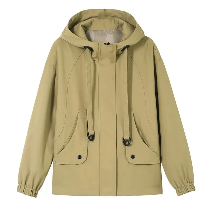 

Fashion Short Windbreaker Jacket Women 2026Spring Autumn New Hooded Coat Female Korean Casual Outwear Western-Style Overcoat Top