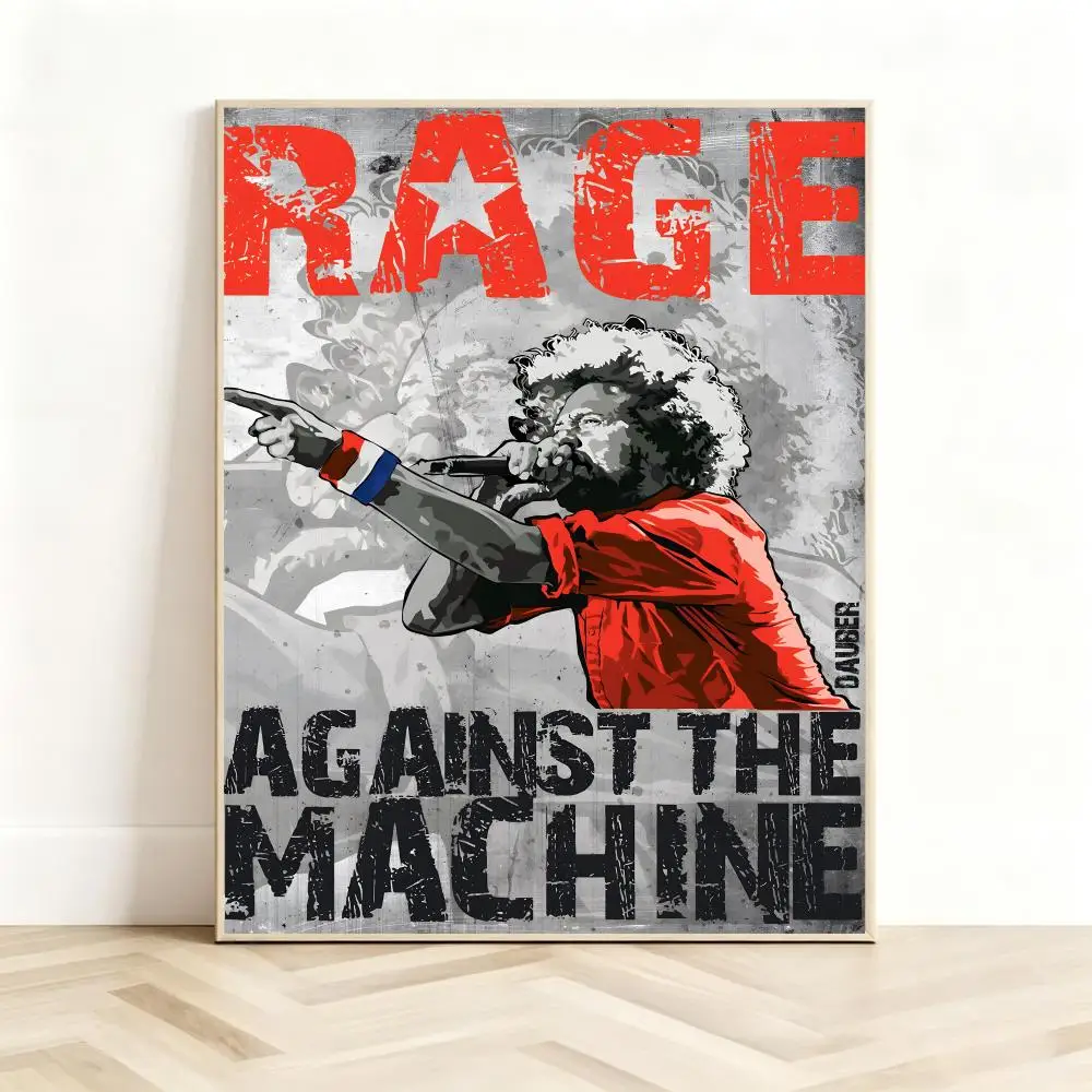Rebellious Band R-Rage Against the Machine Poster Classic Self-Adhesive PP Wall Sticker for Living Room Bar Decor Gift