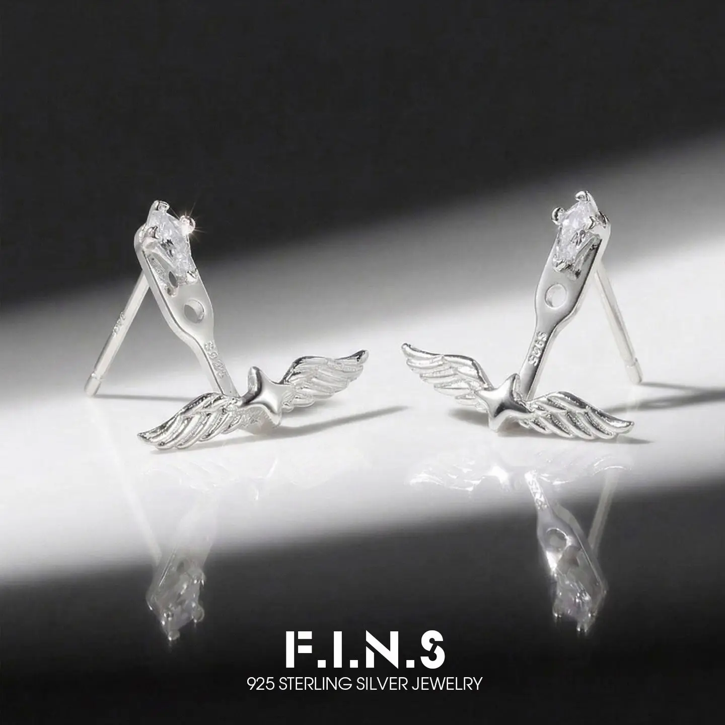 

F.I.N.S оригинальные серьги из стерлингового серебра S925 с крыльями ангела, минималистичные съемные серьги-гвоздики с цирконием, ювелирные изделия, подарки