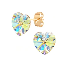 Gold Color Genuine Crystals from Austria Heart Stud Earrings For Women Lover Piercing Jewelry Christmas Valentine Day