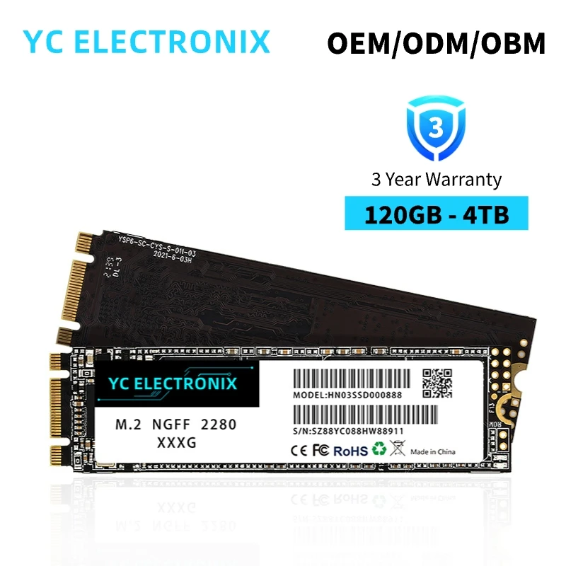 YC ELECTRONIX OEM ODM OBM for Laptop Desktop POS Machine NGFF SATA III 128GB 256GB 512GB 1TB M.2 2280 SSD