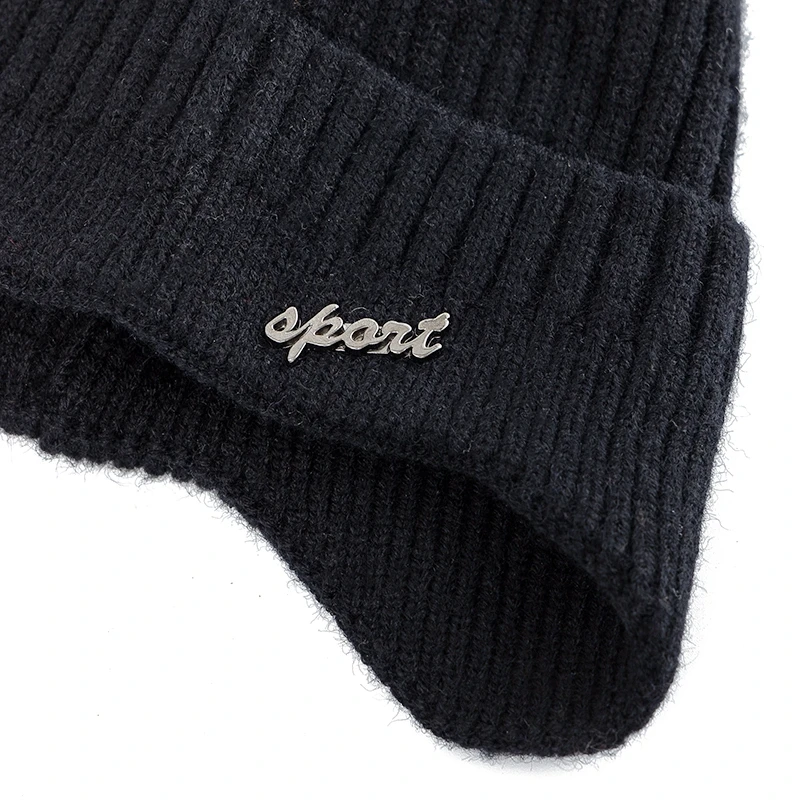 New Unisex Winter Hat Fashion Plain Knitted Hats For Men & Women Ski Beanie Hat Sports Earflap Cap