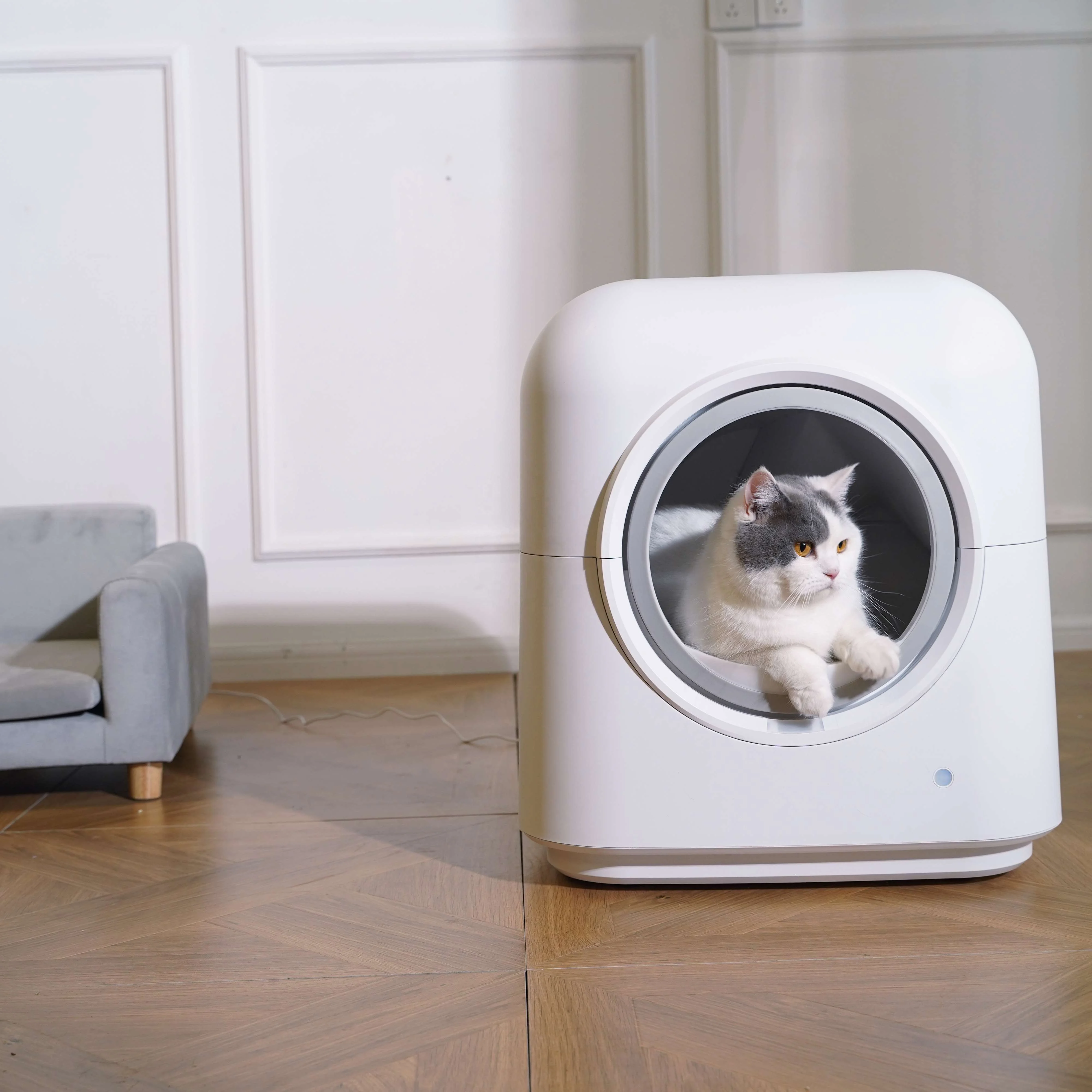 Protección de seguridad integrada para mascotas, Control eléctrico automático por aplicación, autolimpieza automática inteligente para gatos. Caja de inodoro