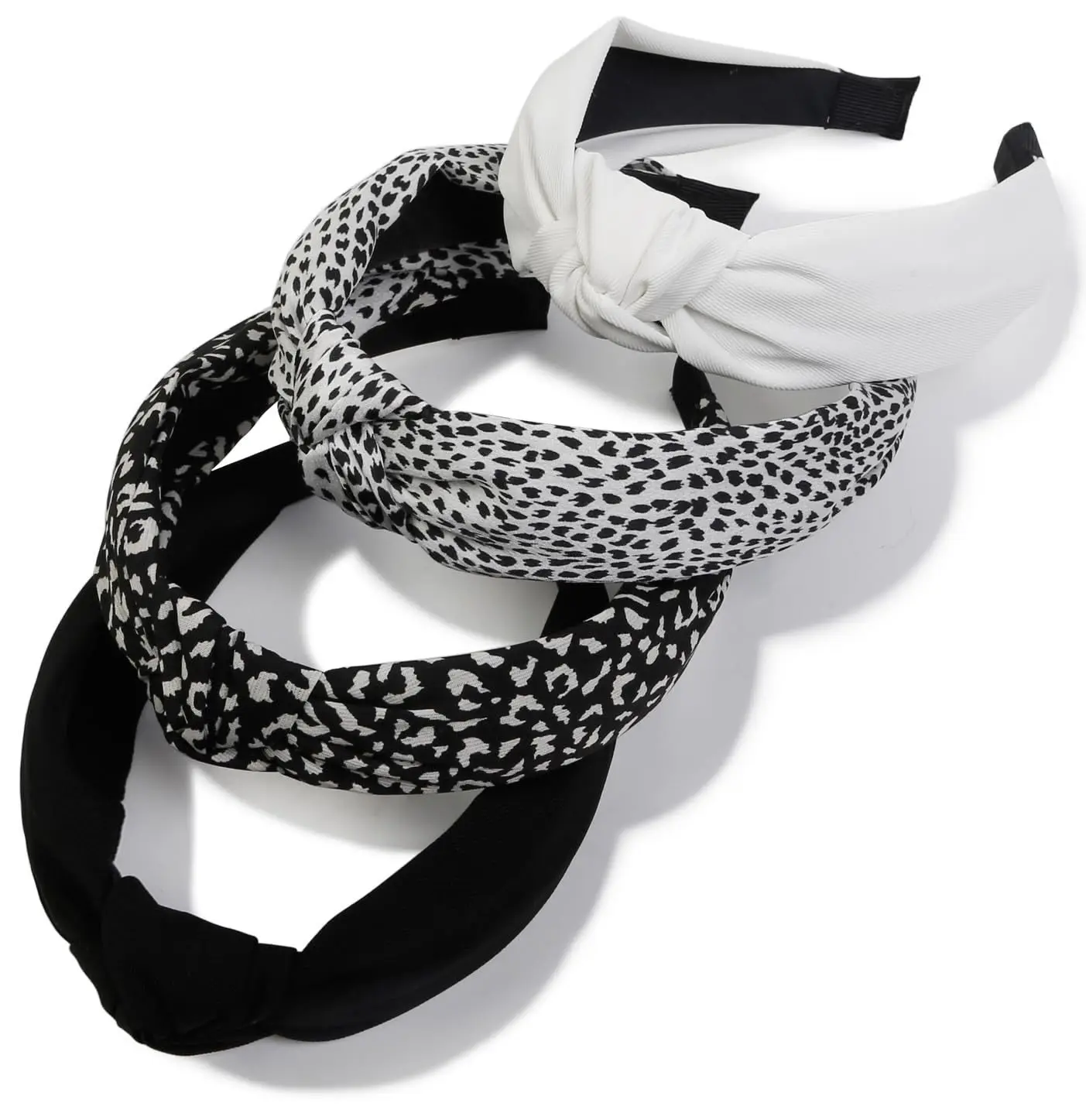 1PC Retro Haarbänder Damen Neue Kreuz Grenze Breite Kante Stirnband Aus Leopard Schwarz Abteilung Knoten Crimp Haarbänder – Detail 1