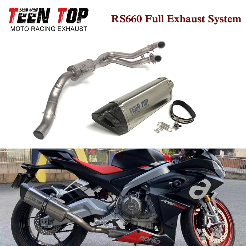 

RS660 Full Exhaust System Titanium Alloy Motorcycle Muffler Exhaust For Aprilia RS660 RS 660 Tuono 660 Moto Escape Silencer Tube