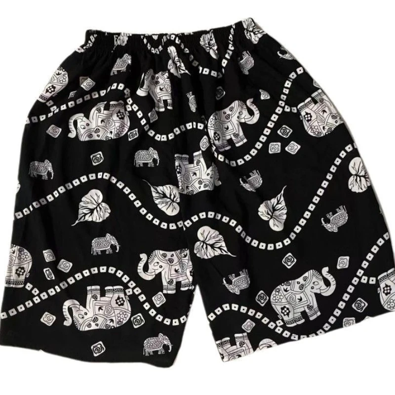 Men's Summer Ultra Thin Rayon Shorts Plus Size Loose Casual Beach Home Sleep Pants Big and Tall