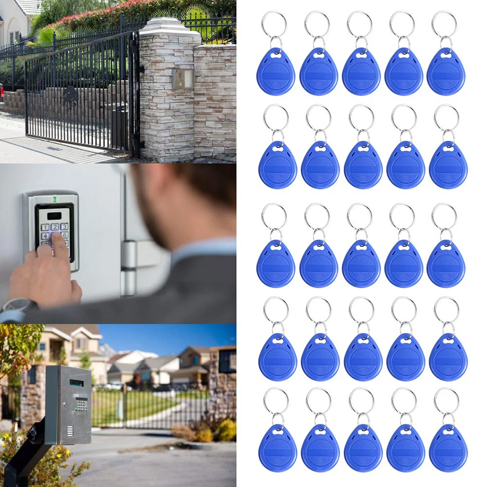 50 Stück beschreibbare 125 kHz RFID-Schlüsselanhänger Proximity für ID-HID-Karten-Token-Tag wiederbeschreibbar T5577/CET5577 Universal Blue Blank Tags