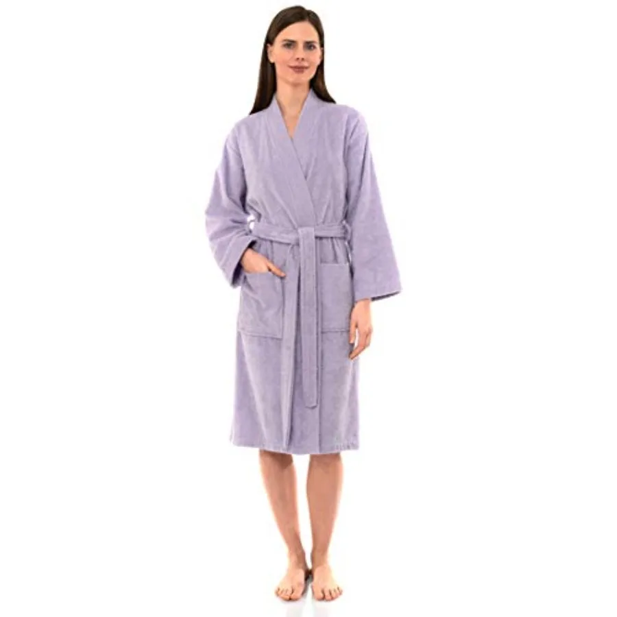 

Womens Robe Cotton Kimono Bathrobe for Women Knee Length Terry Cloth Towel Robes for Women XS to 4X