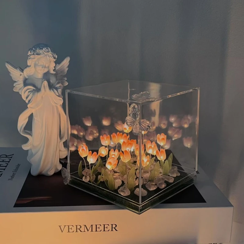 Vlinder Tulp Nachtlampje Handgemaakt Diy Materiaal Pakket Voor Slaapkamer Decoratie, Vriendin En Beste Vriend Valentijnsdag Cadeau