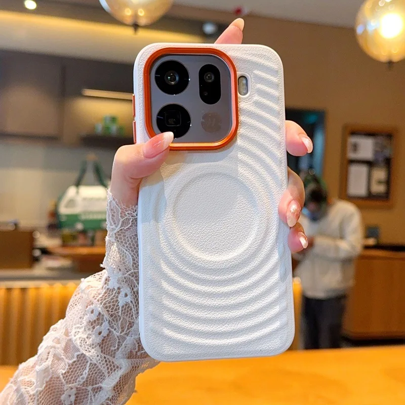 Oppo Find X9 ウェーブパターン携帯電話ケース ゴールドアーマー Find X9 Pro マグネット式ソフトエッジ耐衝撃ケース5G