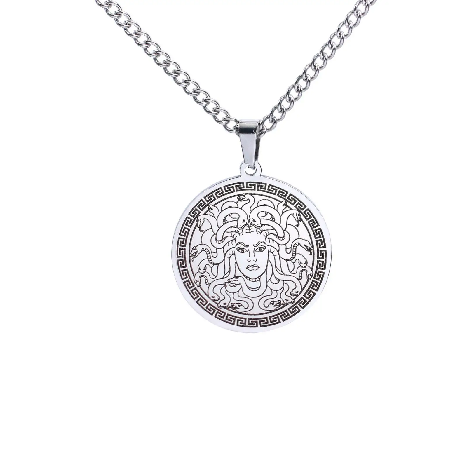 Edelstahl Medusa Gorgon Anhänger Halskette Antike Griechische Mythologie Schmuck Geschenk für Männer Frauen – Detail 1
