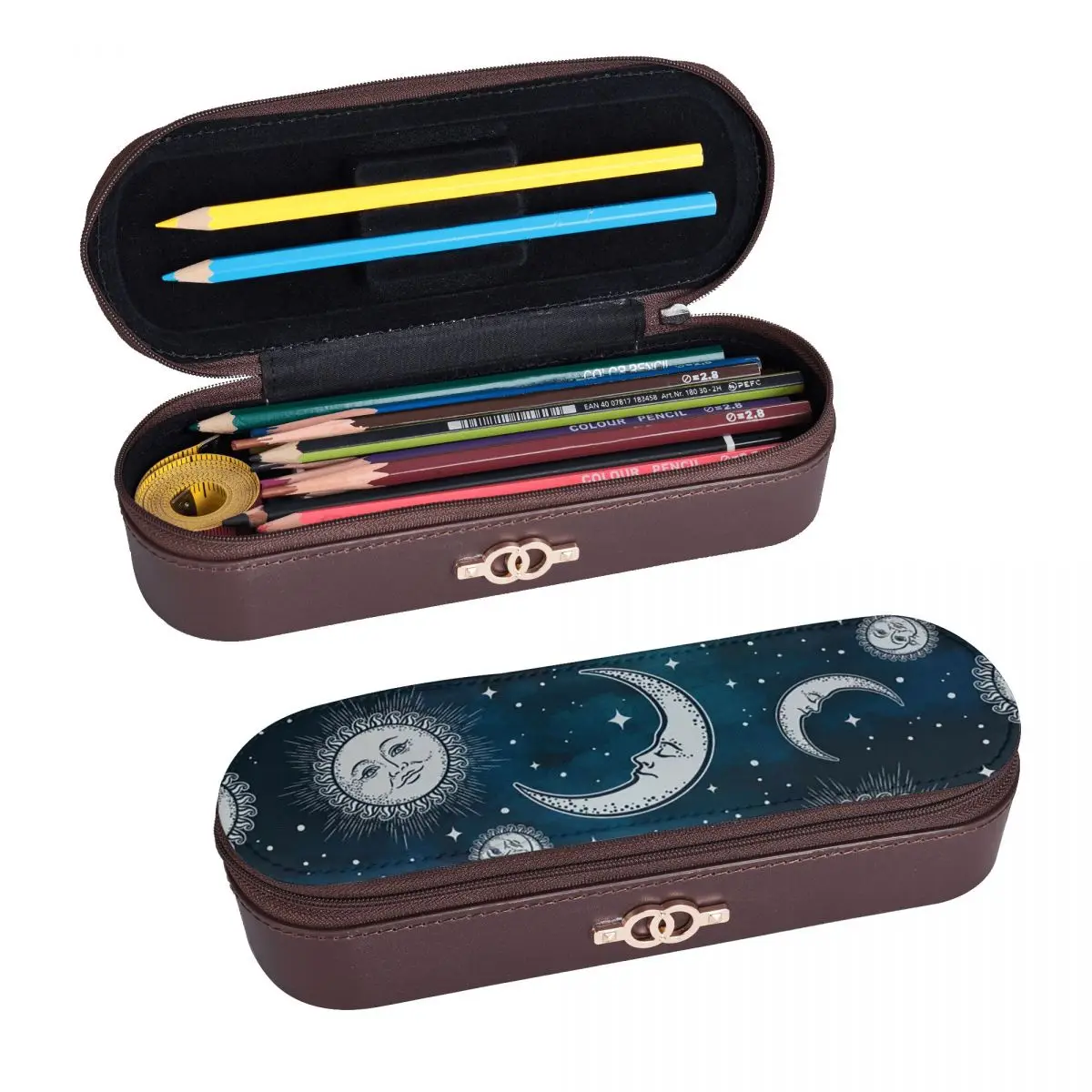 Celestial Mystic Esoteric Magic Sun Moon 20 Leather Pencil Cases Pencil Pouch Storage Stationery Supplies Pen Box