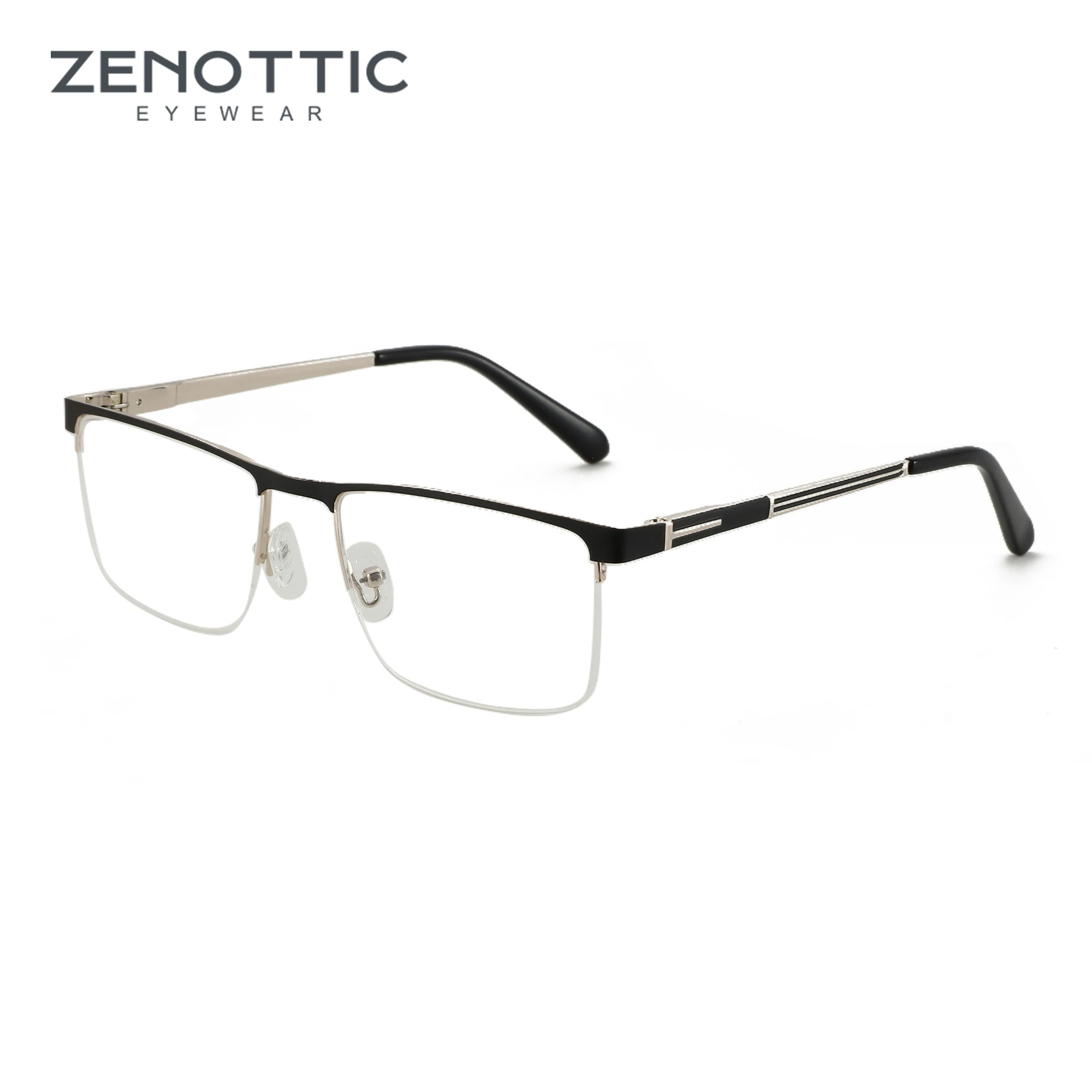 

ZENOTTIC Men Square Optical Glasses Frame Fashion Business Eyewear Non-Prescription High-quality Metal Eyeglasses H3102