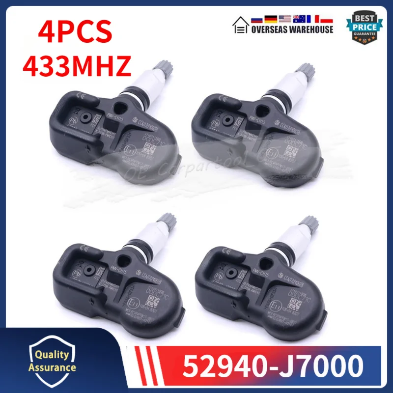 4Pcs Car Tire Pressure Monitor Sensor For 2018-2019 Kia Ceed Proceed Xceed Forte K3 433MHz TPMS TYRE SENSOR 52940-J7000 PMV-CH15