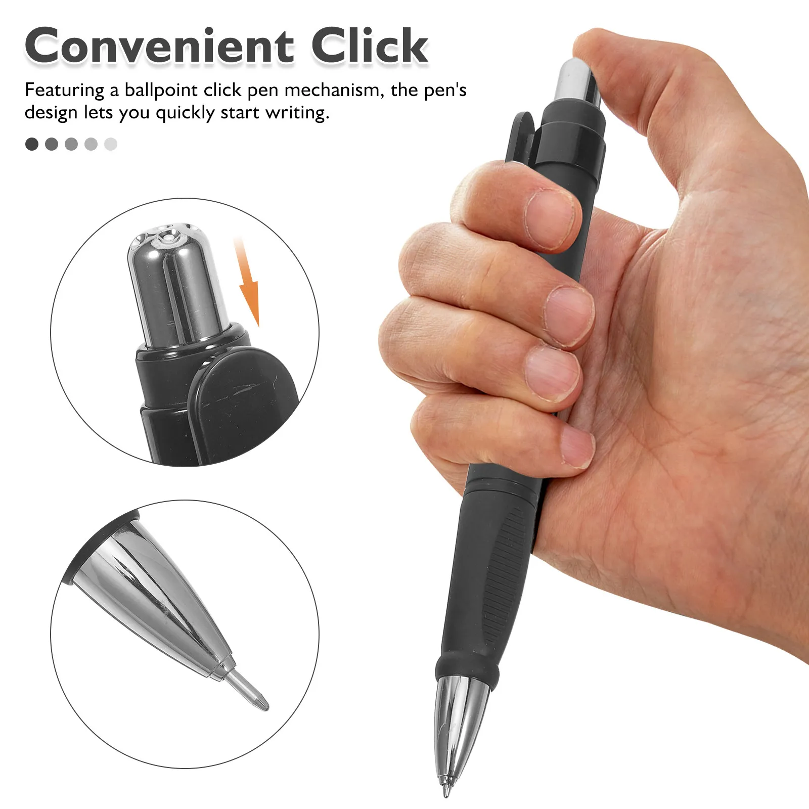 3Pcs Ballpoint Pens Retractable Thick Grip Easy Hold Ergonomic Black Ink 1.0mm Smooth Writing Work School Note Taking Planner