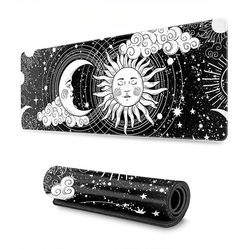 

Sun Moon Mythology Mouse Pad XXL, Black White Aesthetic Desk Mat, Non-Slip Rubber Gaming Pad