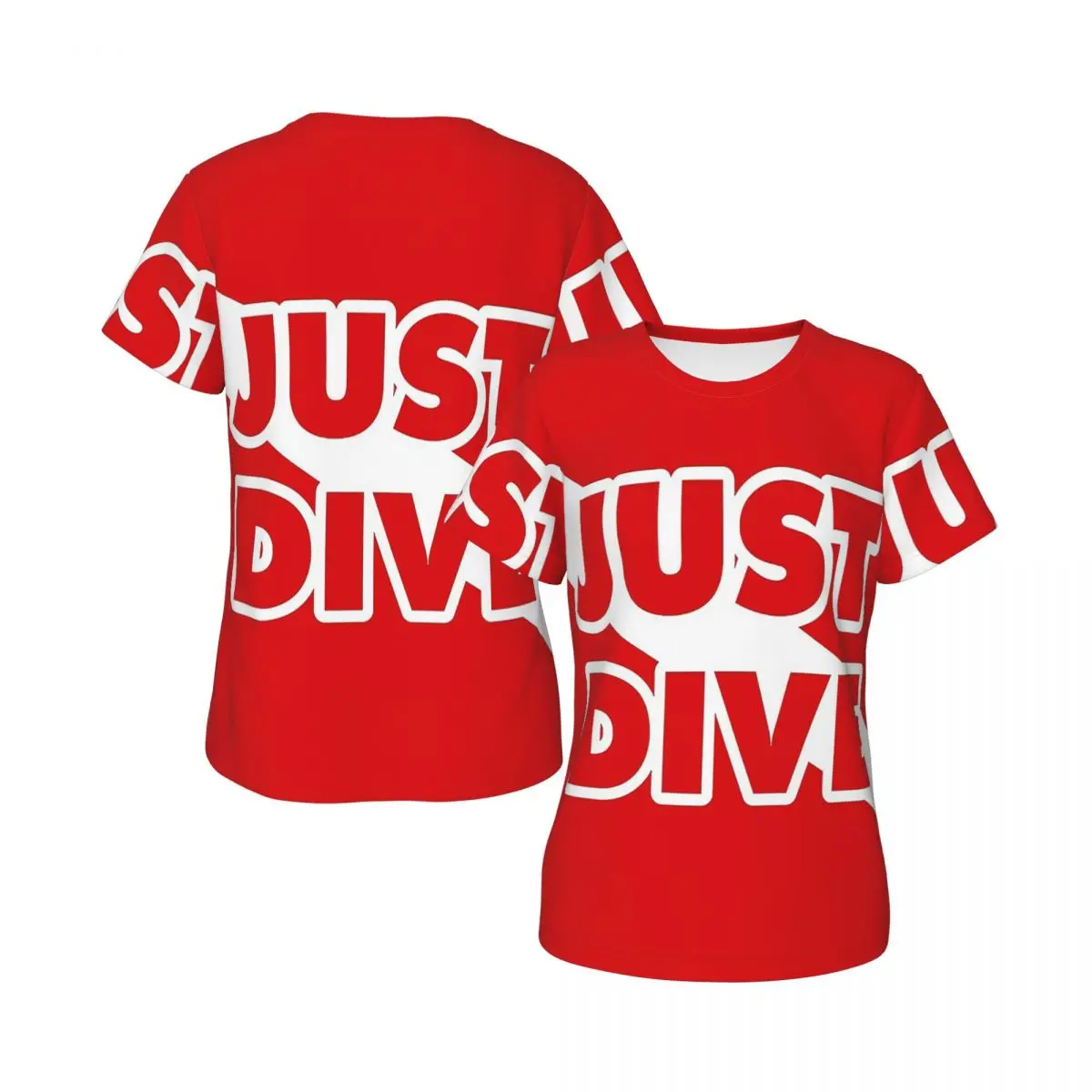Just Dive, Scuba Diving Flag T-Shirt for Women Round Neck Streetwear T Shirts Women's Tees Short Summer Clothes Tops
