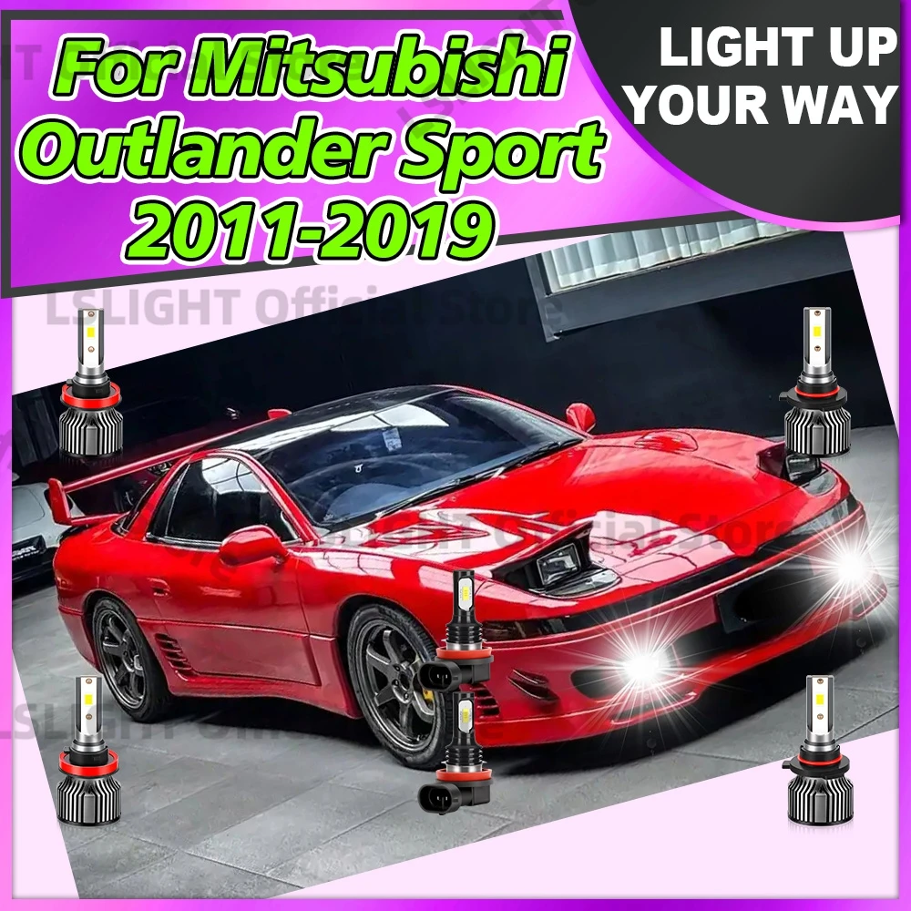 

2/6x Car Headlights Fog Lamps LED For Mitsubishi Outlander Sport 2011-2019 Auto High Low Beam 20000LM 3570 CSP