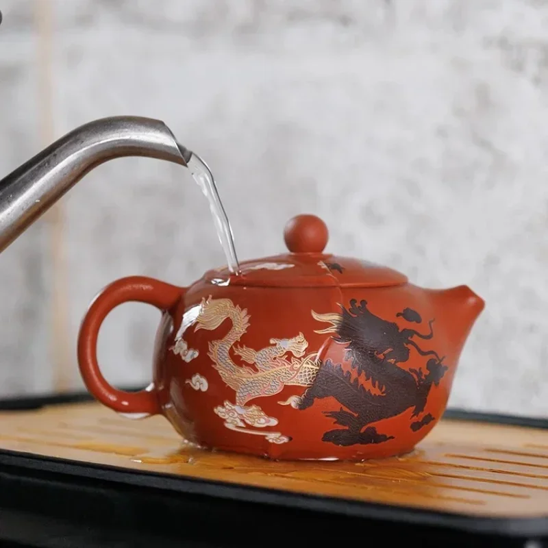 Color Changing Teapot Purple Clay Pot Tea Cups Set Chinese Dragon and Phoenix Kung Fu Tea Set Tea Infuser Tea Table Accessories