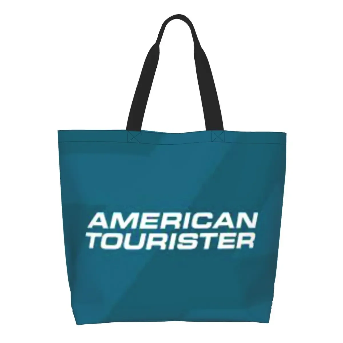 American Touristers Grocery Shopping Bag Funny Printing Canvas Shopper Shoulder Tote Bag Large Capacity Washable Handbag