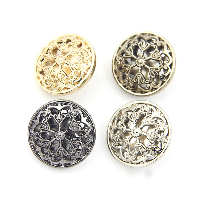 6pcs Metal Sewing Buttons Scrapbooking Round Shank Hollow Flower Pattern 25mm Costura Botones Decorate botoes large buttons