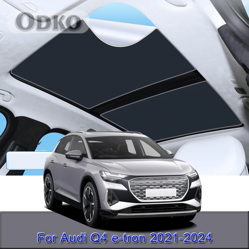 Car Electrostatic Adsorption Sunroof Sunshade Fit For Audi Q4 e-tron 2021-2023 2024 Heat Insulation Skylight Sticker Accessories