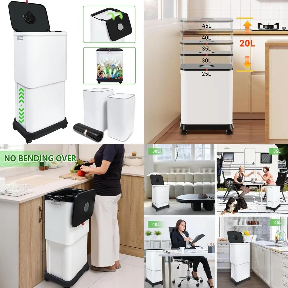 

13 Gallon Kitchen Trash Can with Lid, 45 Liter Waste Bin for Home, Office, Bedroom, Living Room, Outdoor Use
