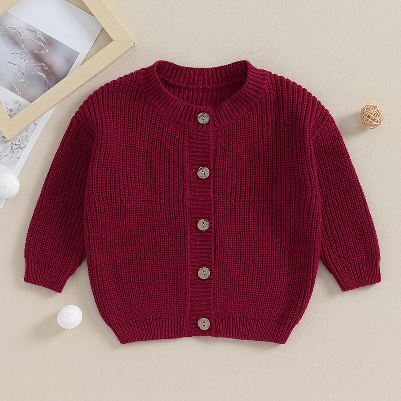 Toddler Baby Girl Boy Cardigan Sweater Knit Chunky Crewneck Long Sleeve Open Front Sweaters Winter Clothes