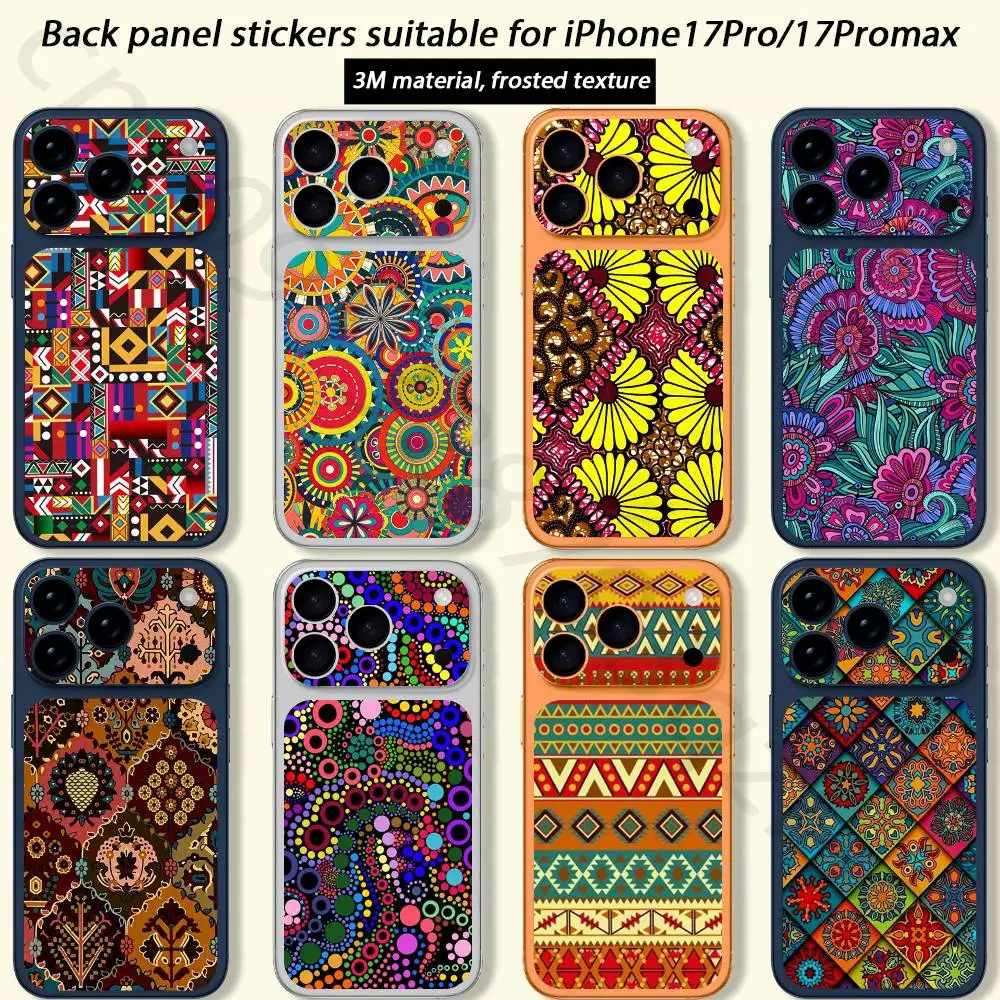 

African Style Fabric Print For iPhone 17 pro Max /17 pro Full Cover Decal Skin Wrap 3D Colorful Rear Protective Sticker Film