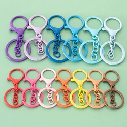 5pcs/Lot Metal Keychain Split Rings Keyfob Charm Lobster Clasp For DIY Key Rings Connector Pendants Jewelry Making Accessories