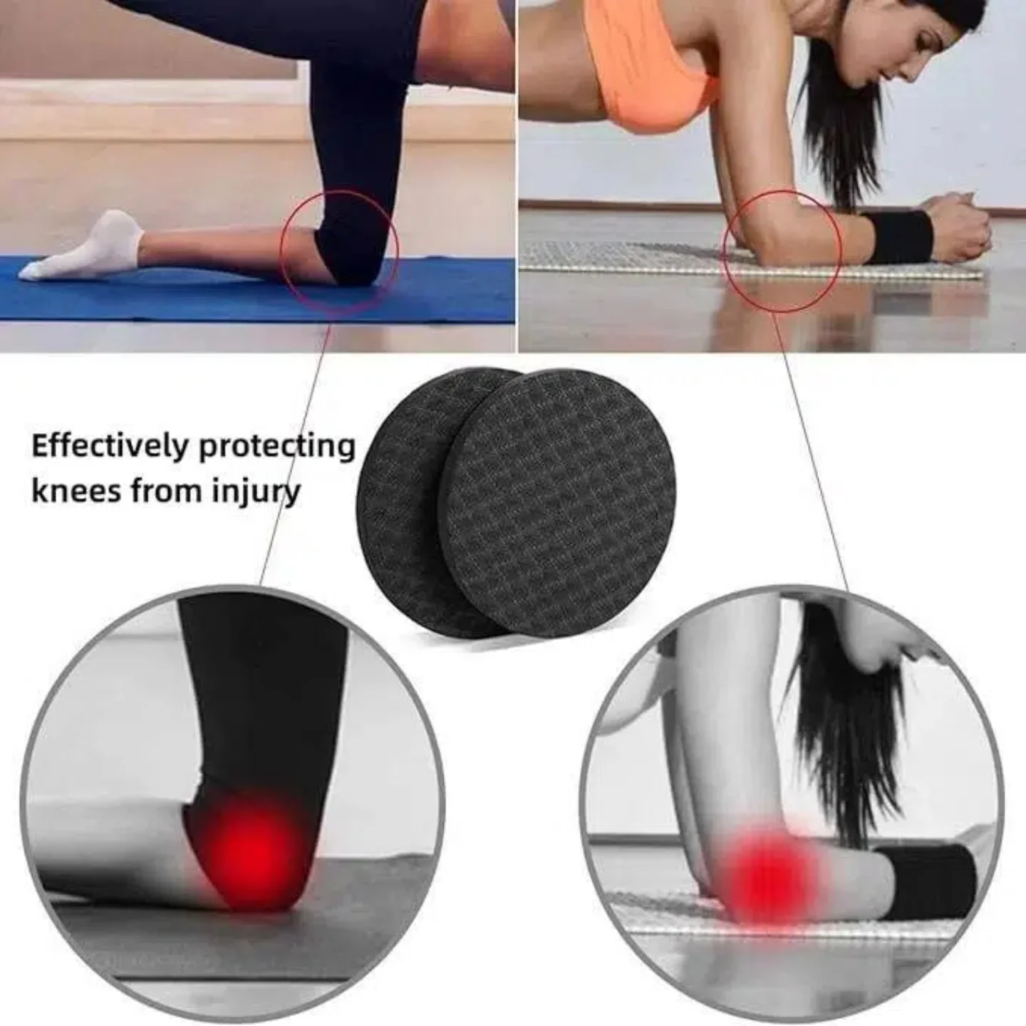 2pcs Yoga Knee Guard Foam Pilates Knee Guard Yoga Support Round Pads Anti Slip Fitness Anti Slip Pads for Knees, Elbows, Wrists view 5