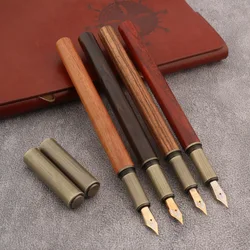 High Quality 212 Wood Fountain Pen Copper Ink Pen Spin Converter Filler Business Stationery Office School Supplies