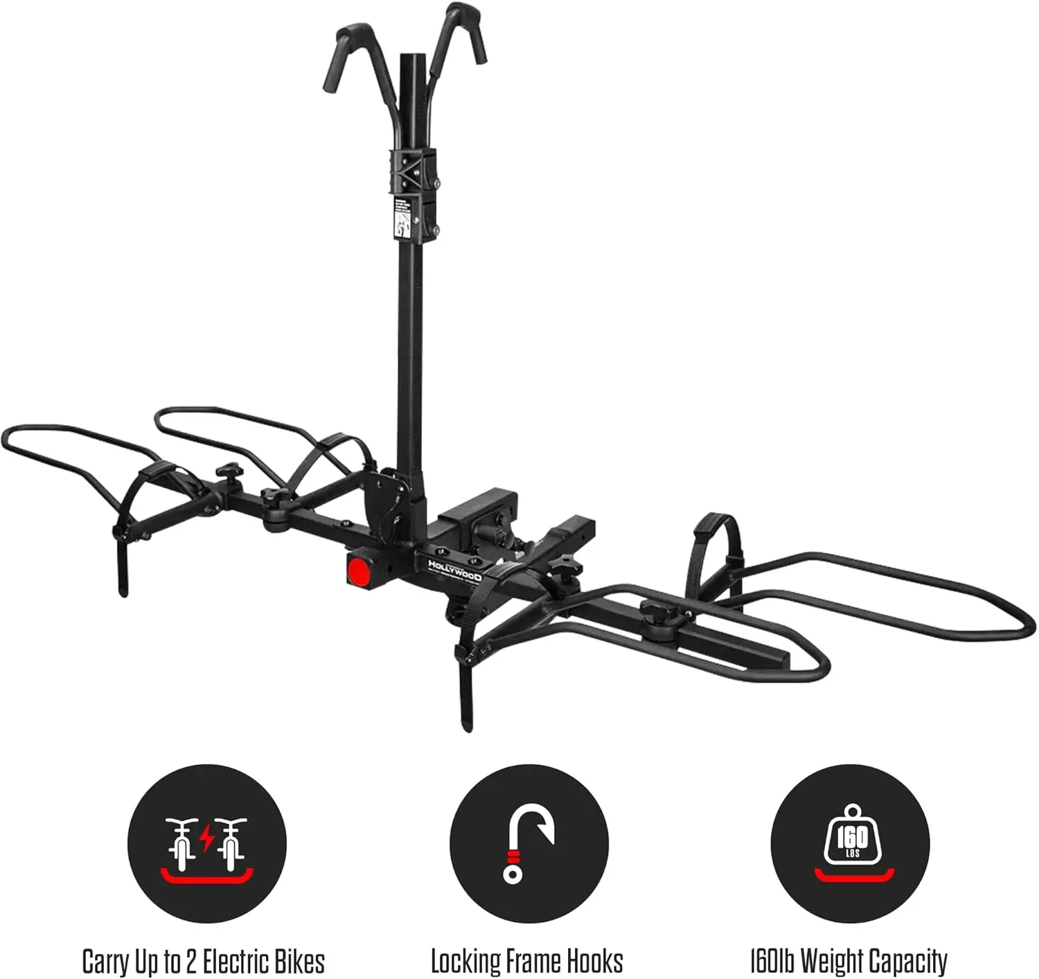 حامل دراجة هوود ركس سبورت رايدر مقاس 2 بوصة، يحمل درابتين يصل إلى 80 رطلًا لكل منهما للملصقات القياسية والإطارات الدهون والدراجات الكهربائية -