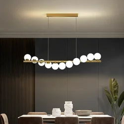 Modern Led Long Ceiling Chandelier Suspension Glass Balls Dining Table Room Kitchen Home Decor Hanging Lamp Front Desk Lights