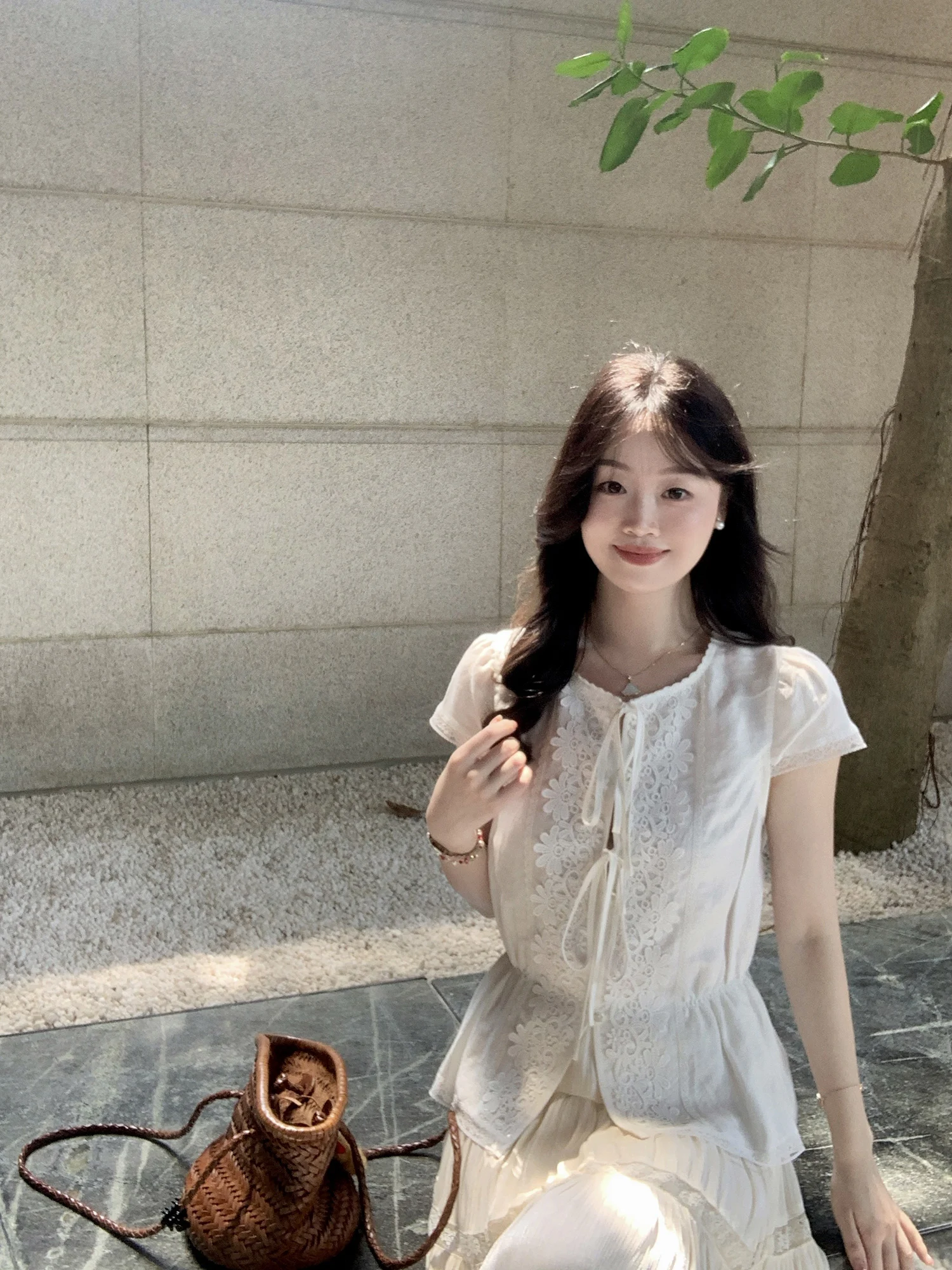 

Льняная рубашка Wang Han Yan Summer Breeze для женщин, с короткими рукавами-фонариками, круглым вырезом, приталенная, во французском стиле, модная