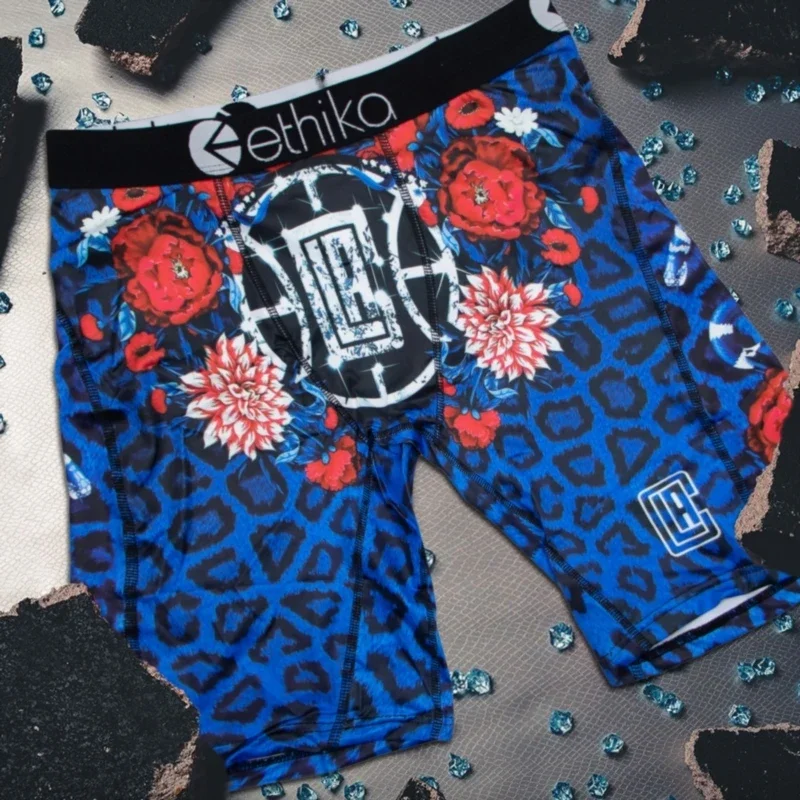 

ETHIKA Men Underwear Nylon Breathable Mesh Crotch Man Underpants Men's Panties Plus Size 3XL Men Boxershorts Printed Men Boxers