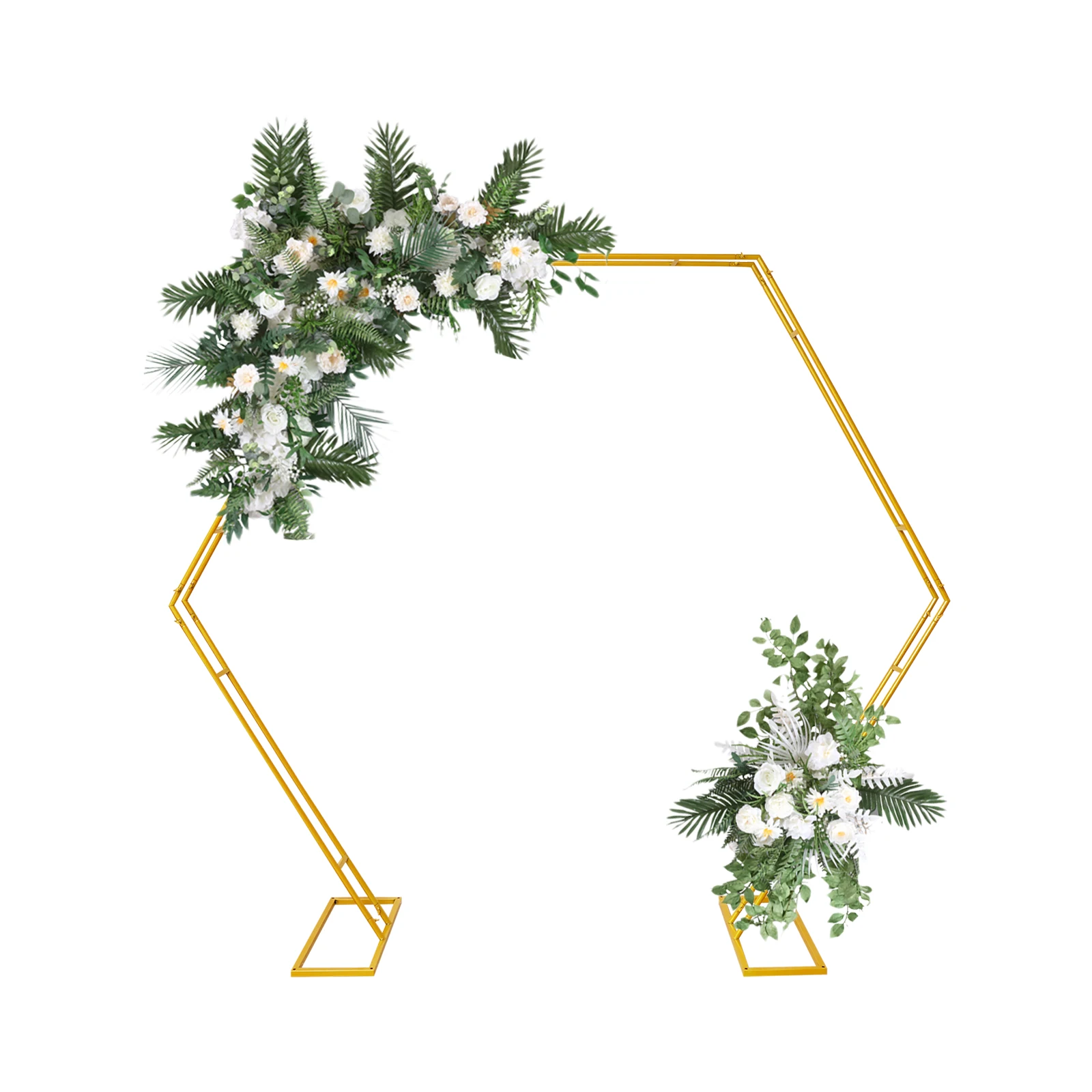 Hexagonal Wedding Stands Double Tube  Wedding Arch Diameter 2.5m Height 2.2m 19 Round Tube Gold Color