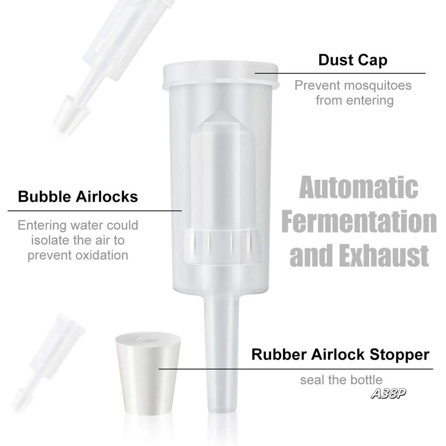 

12 Pack Brewing Airlock Wine Beer Airlock With Rubber Airlock Stopper Carboy Bung Twin Bubble Airlock