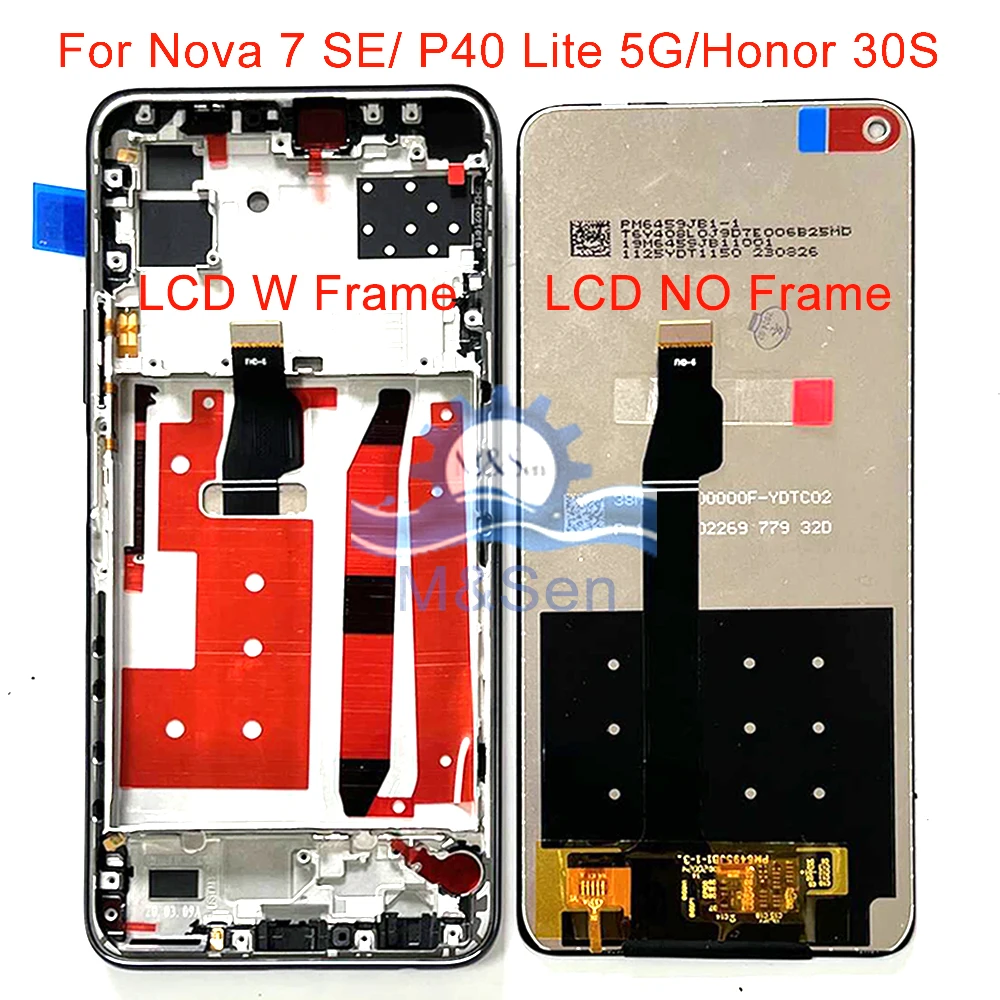 

6.5' Original For Huawei nova 7 SE CDY-AN00 LCD P40 lite 5G CDY-NX9A Display Screen Frame+Touch Panel For Honor 30S LCD CDY-AN90