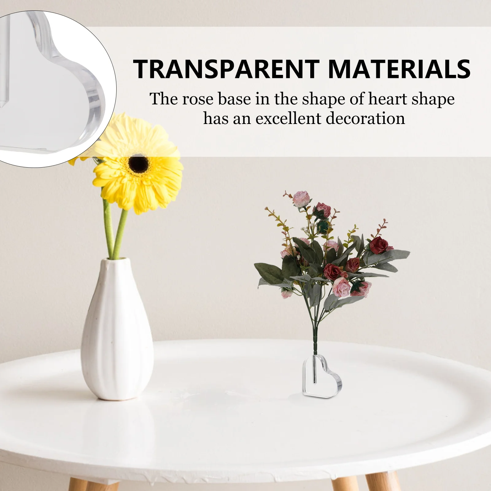 

Transparent Acrylic Heart Shape Flower Arrangement Base Practical Rose Holder 1Pcs Flower Arrangement Base