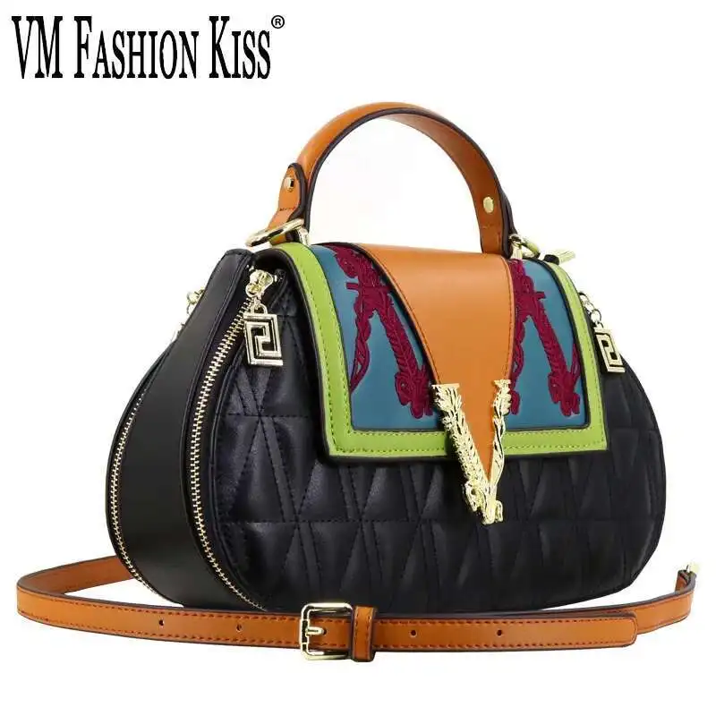 

VM FASHION KISS 2025 Ladies PU Handbag Female Shoulder Bag Diamonds Top Quality Crossbody Luxury Handbags Women Embroidery Bags