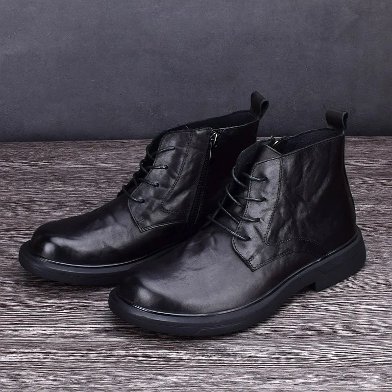 Boots for Man Ankle Boots Fashion Casual High Top Leather Shoes Men's Leather Boots Men's Shoes High Top Shoes - view 5