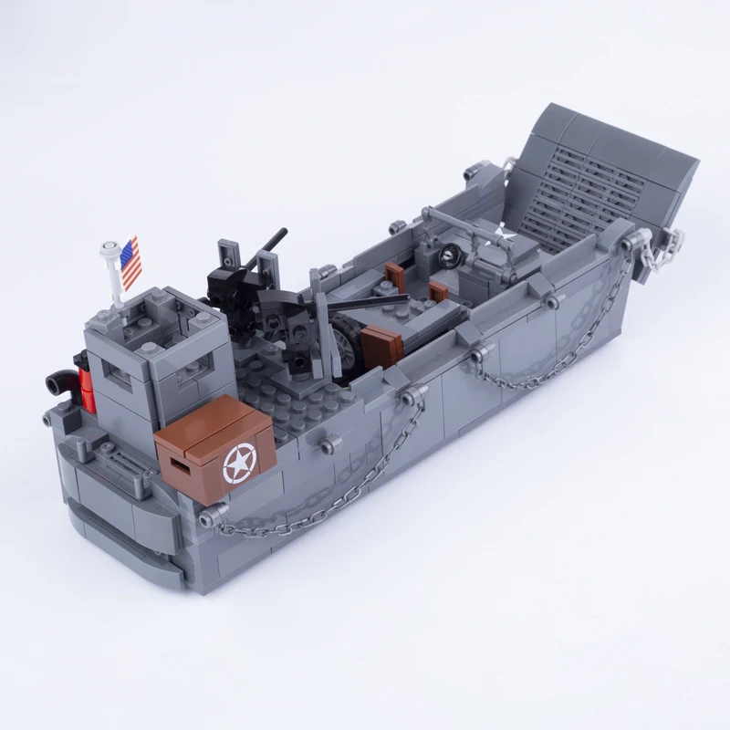 MOC WW2 Military Army Scene US Navy Soldier Figures LCM3 Landing Ship Accessories Building Blocks Vehicle Car Bricks Toys Gifts