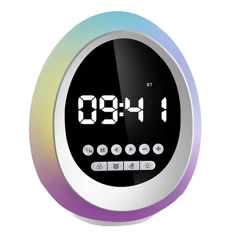 New RGB Colorful Atmosphere Light Bluetooth Speaker Wireless Clock Alarm Clock Gift Card Small Speaker Durable Easy To Use