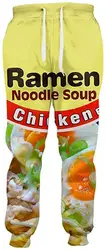 Pantalones de Ramen 3D para hombre y mujer, calzas divertidas de algodón, para sopa de fideos y pollo, 2022