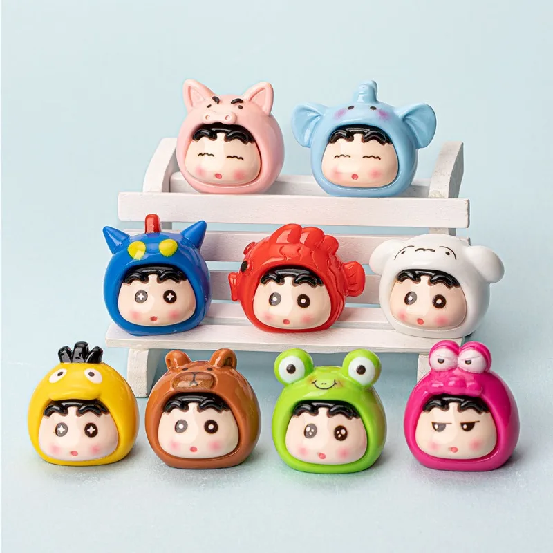

9Pcs/Set New Cute Anime Crayon Shinchan Resin DIY Accessories Keychain Pendant Desktop Ornaments Trendy Toys Gifts Wholesale