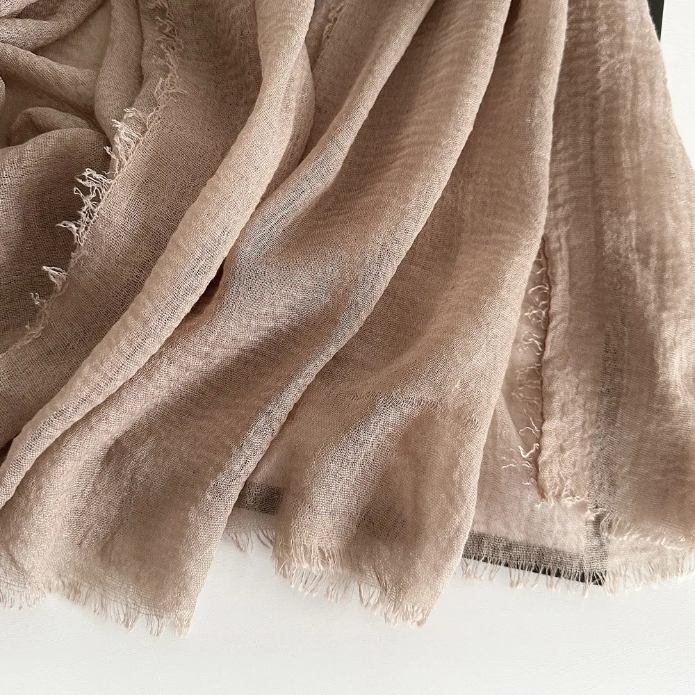 Solid Color Cotton and Linen Scarves Autumn Winter New Women\'s Retro Monochrome Medium Length Decorative Long Shawls Wholesale