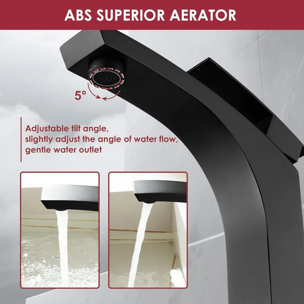 صنبور بمقبض واحد من الفولاذ المقاوم للصدأ باللون الأسود غير اللامع الحديث لحوض الغرور #4