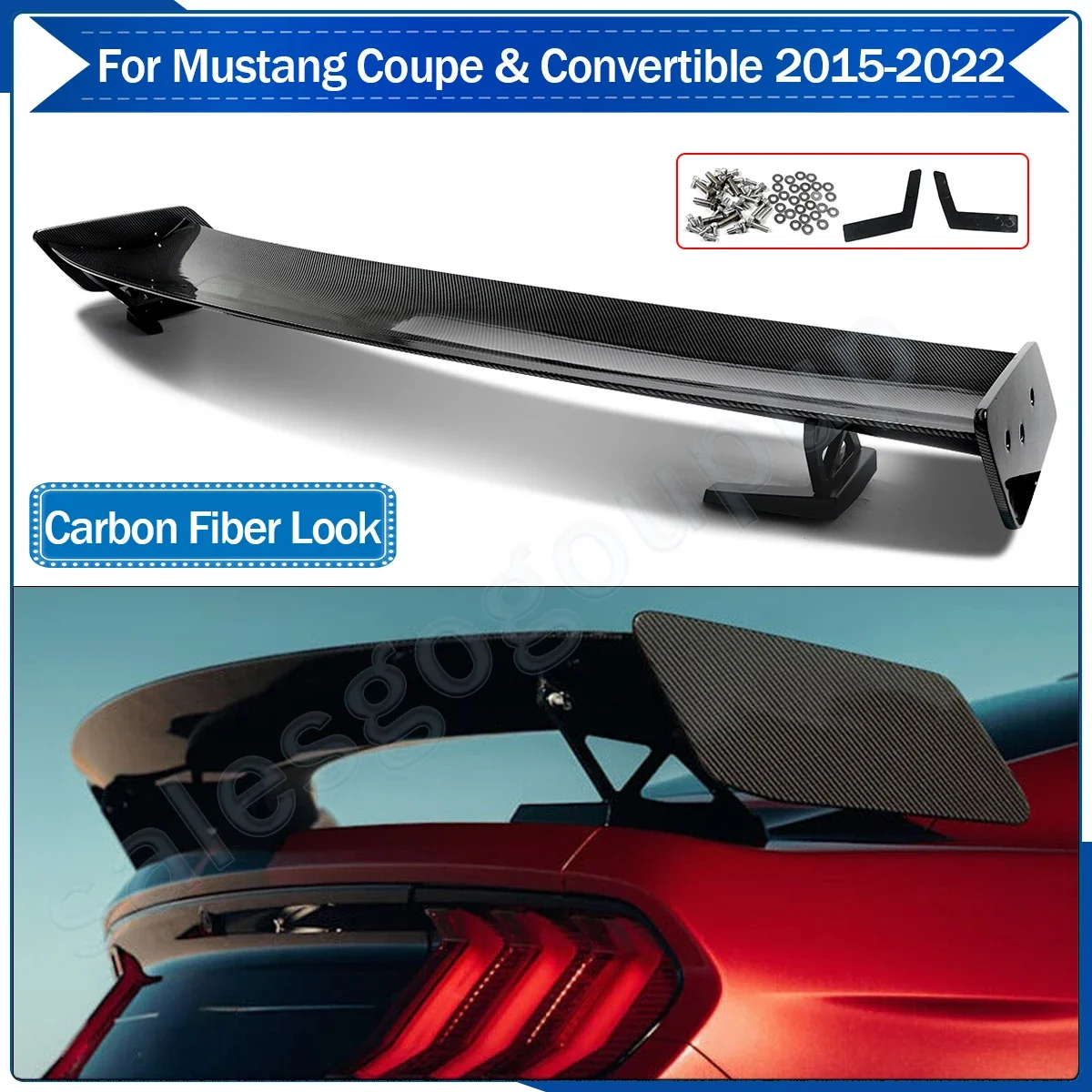 Ala spoiler per bagagliaio posteriore per Ford Mustang GT500 GT Style 2 porte effetto carbonio 15-22