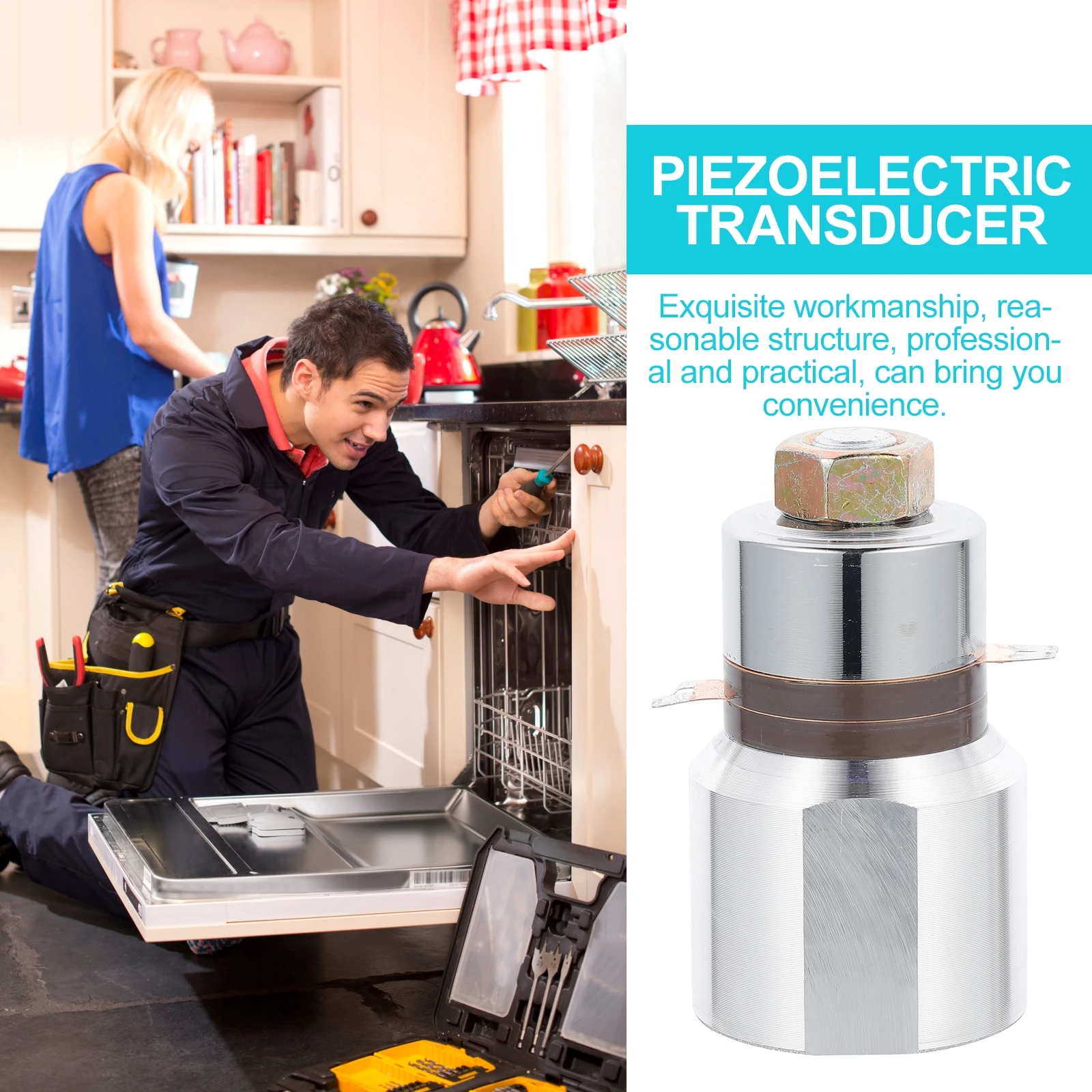 

Ultrasonic Transducer Dishwasher Accessory Dishwashing Machine Piezoelectric for Stainless Steel Cleaner 28KHZ